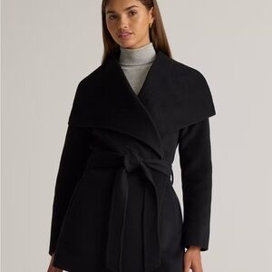 Quince Double-Faced Merino Wool Draped Collar Short Wrap Coat
